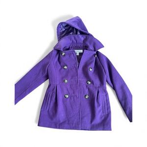 Girls London Fog Purple Peacoat Size 14